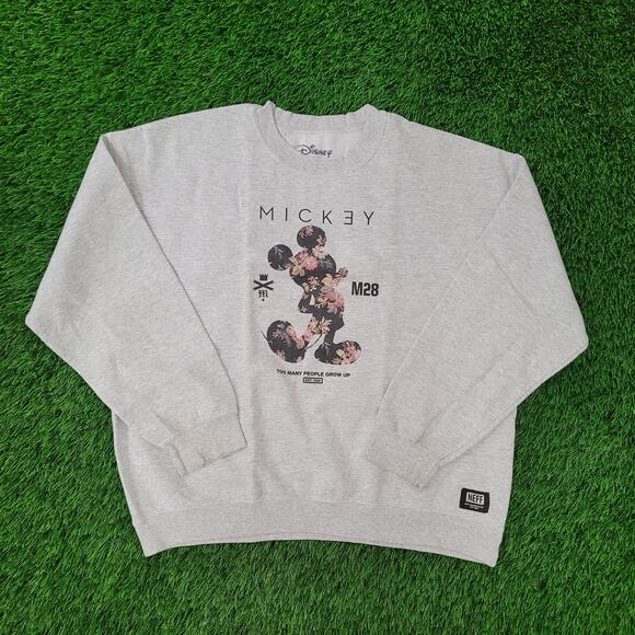 Mickey-Mouse Neff Floral Sweatshirt Women XL 25x25 Boxy Baggy - Picture 1 of 16